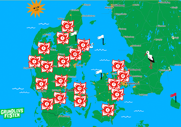 Skal I fejre grundlovsdag på din friskole? Del begivenheden gratis på Grundlovsfestens danmarkskort